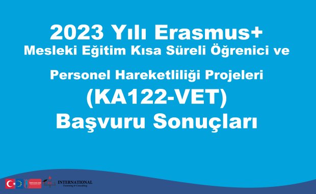 2023 Yılı Erasmus+ Mesleki Eğitim Kısa Süreli Öğrenici ve Personel Hareketliliği Projeleri (KA122-VET) Başvuru Sonuçları