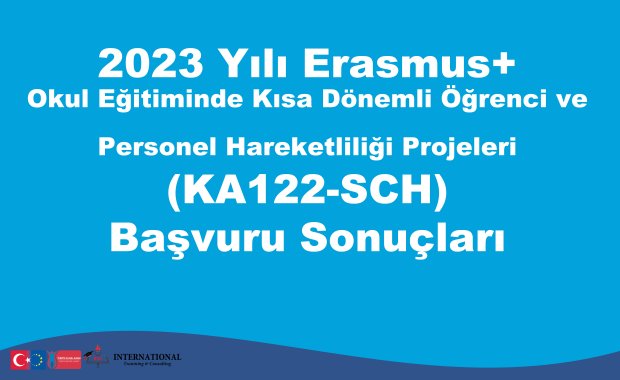 2023 Yılı Erasmus+ Okul Eğitiminde Kısa Dönemli Öğrenci ve Personel Hareketliliği Projeleri (KA122-SCH) Başvuru Sonuçları