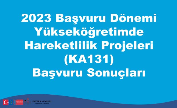 2023 Başvuru Dönemi Yükseköğretimde Hareketlilik Projeleri (KA131) Başvuru Sonuçları